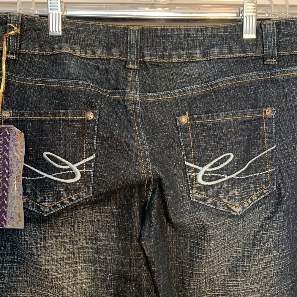 Drama Gold Bootleg Jeans Embroidered NWT Waist 32 9/10 Y2K - Picture 4 of 6